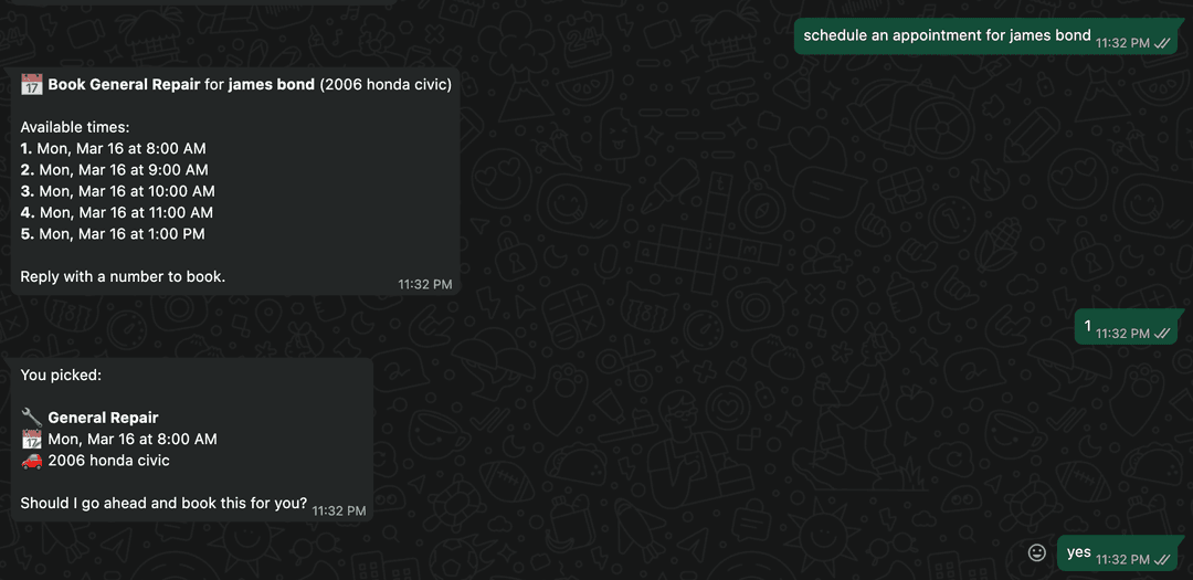 Programacion de citas por WhatsApp