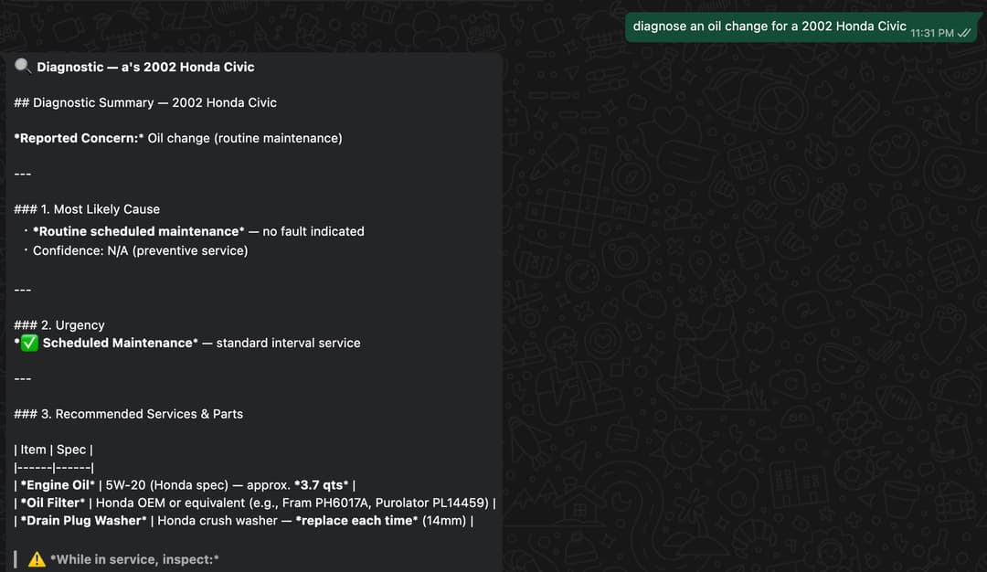 Diagnostico de vehiculo por WhatsApp con IA